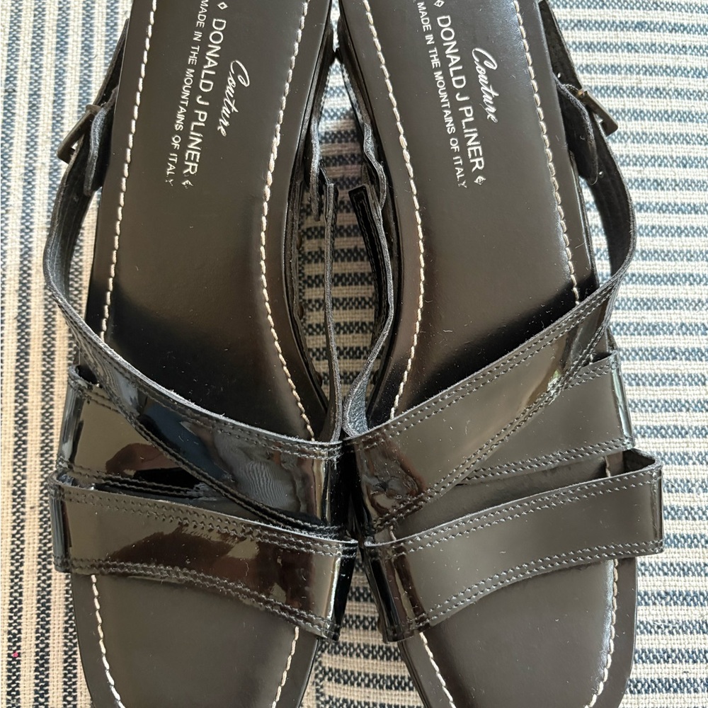 Donald J. Pliner Patent Leather Black Women's Wedge Sandals